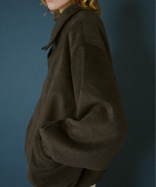 BROKEN BASE(ブロークンベース)の「Leather-Collar Melton Jacket / レザーカラー メルトンジャケット(その他アウター・メンズ・ブラック/ブラウン・MEDIUM/LARGE)」の15枚目の写真