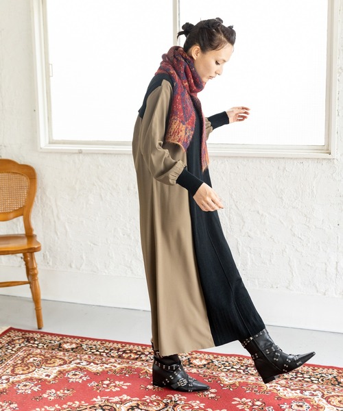 OSMOSIS（オズモーシス）の「ダイヤ柄ジャガードストール（ストール/ショール・レディース・カーキ/ブラック/レッド・ONE SIZE）」の7枚目の写真