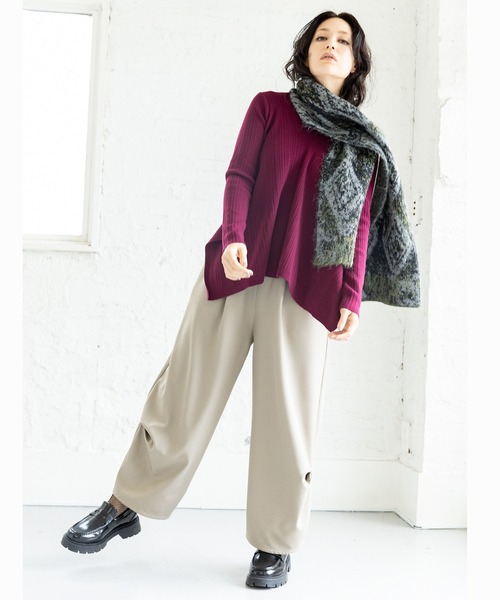 OSMOSIS（オズモーシス）の「ダイヤ柄ジャガードストール（ストール/ショール・レディース・カーキ/ブラック/レッド・ONE SIZE）」の9枚目の写真