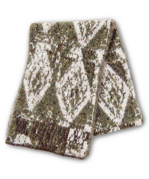 OSMOSIS（オズモーシス）の「ダイヤ柄ジャガードストール（ストール/ショール・レディース・カーキ/ブラック/レッド・ONE SIZE）」の12枚目の写真