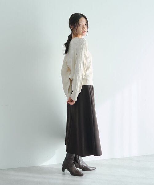 YECCA VECCA（イェッカヴェッカ）の「メルトンジャージーAラインスカート（スカート・レディース・グレイッシュベージュ/ブラウン/イエロー・S/M）」の19枚目の写真