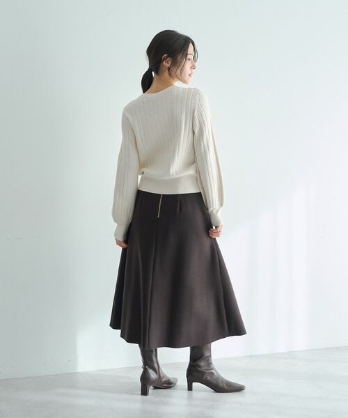 YECCA VECCA（イェッカヴェッカ）の「メルトンジャージーAラインスカート（スカート・レディース・グレイッシュベージュ/ブラウン/イエロー・S/M）」の20枚目の写真