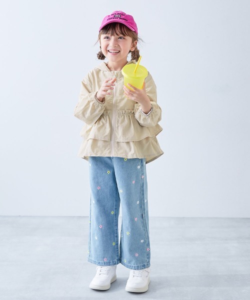 devirock（デビロック）の「【水はじく】 撥水ナイロン フードが取り外せる フリル ウインドブレーカー（ナイロンジャケット・キッズ・ブルー系/ネイビー/アイボリー/ピンクベージュ・100cm/110cm/120cm/130cm/140cm/150cm/160cm）」の5枚目の写真
