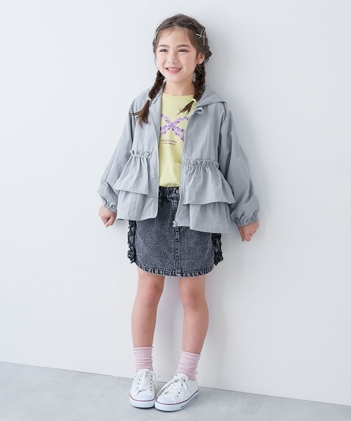 devirock（デビロック）の「【水はじく】 撥水ナイロン フードが取り外せる フリル ウインドブレーカー（ナイロンジャケット・キッズ・ブルー系/ネイビー/アイボリー/ピンクベージュ・100cm/110cm/120cm/130cm/140cm/150cm/160cm）」の6枚目の写真