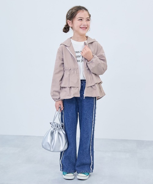 devirock（デビロック）の「【水はじく】 撥水ナイロン フードが取り外せる フリル ウインドブレーカー（ナイロンジャケット・キッズ・ブルー系/ネイビー/アイボリー/ピンクベージュ・100cm/110cm/120cm/130cm/140cm/150cm/160cm）」の8枚目の写真