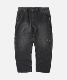 WASHED DENIM DOUBLE KNEE PANTS _ WASHED BLACK
