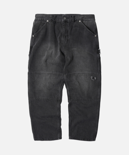 FRIZMWORKS(フリズムワークス)の「WASHED DENIM DOUBLE KNEE PANTS _ WASHED BLACK(デニムパンツ・メンズ・その他・MEDIUM/LARGE/SMALL/X-LARGE)」の1枚目の写真