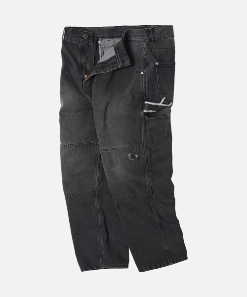 FRIZMWORKS(フリズムワークス)の「WASHED DENIM DOUBLE KNEE PANTS _ WASHED BLACK(デニムパンツ・メンズ・その他・MEDIUM/LARGE/SMALL/X-LARGE)」の2枚目の写真