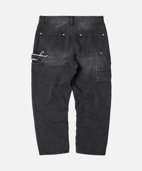 FRIZMWORKS(フリズムワークス)の「WASHED DENIM DOUBLE KNEE PANTS _ WASHED BLACK(デニムパンツ・メンズ・その他・MEDIUM/LARGE/SMALL/X-LARGE)」の3枚目の写真