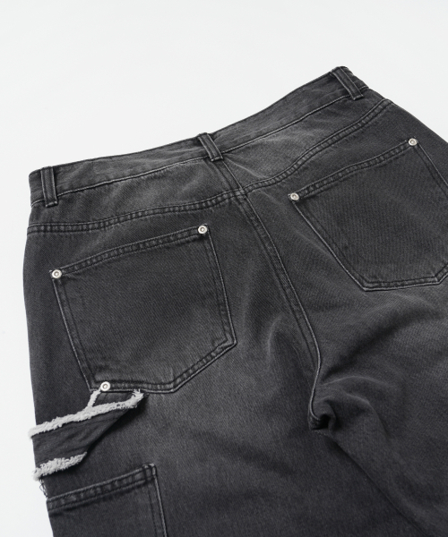 FRIZMWORKS(フリズムワークス)の「WASHED DENIM DOUBLE KNEE PANTS _ WASHED BLACK(デニムパンツ・メンズ・その他・MEDIUM/LARGE/SMALL/X-LARGE)」の8枚目の写真