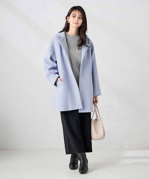 a.v.v（アーヴェヴェ）の「【２WAY】Aラインフーデッドミドルコート（その他アウター・レディース・ダークインディゴブルー/ベージュ・36/38/40）」の6枚目の写真