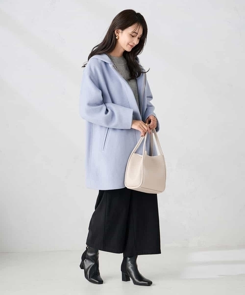 a.v.v（アーヴェヴェ）の「【２WAY】Aラインフーデッドミドルコート（その他アウター・レディース・ダークインディゴブルー/ベージュ・36/38/40）」の8枚目の写真