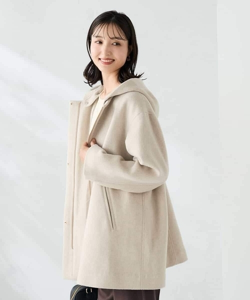 a.v.v（アーヴェヴェ）の「【２WAY】Aラインフーデッドミドルコート（その他アウター・レディース・ダークインディゴブルー/ベージュ・36/38/40）」の11枚目の写真