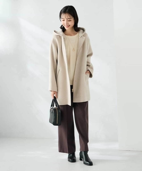 a.v.v（アーヴェヴェ）の「【２WAY】Aラインフーデッドミドルコート（その他アウター・レディース・ダークインディゴブルー/ベージュ・36/38/40）」の12枚目の写真