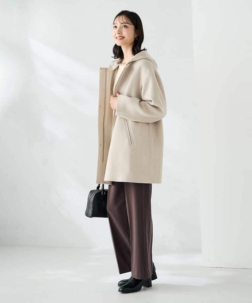 a.v.v（アーヴェヴェ）の「【２WAY】Aラインフーデッドミドルコート（その他アウター・レディース・ダークインディゴブルー/ベージュ・36/38/40）」の14枚目の写真