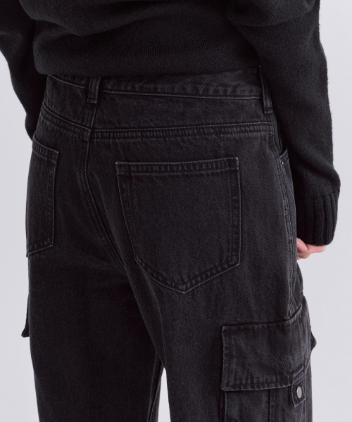 MUSINSA STANDARD WOMAN（ムシンサスタンダードウーマン）の「ウィメンズセミブーツカットマルチカーゴデニムパンツ[ウォッシュドブラック]（デニムパンツ・レディース・その他・30/24/25/26/27/28/29）」の6枚目の写真