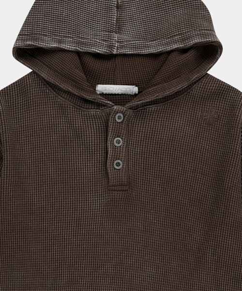 SLOWACID（スローアシッド）の「ワッフルヘンリーネックフードロングスリーブ[ブラウン]（パーカー・レディース・その他・SMALL/MEDIUM/LARGE）」の3枚目の写真