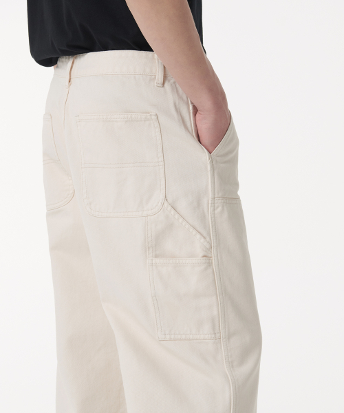 MUSINSA STANDARD（ムシンサスタンダード）の「デニムワイドダブルニーカーペンターパンツ[クリーム]（デニムパンツ・メンズ・その他・40/38/42/26/27/28/29/36/34/32/30/31/33）」の7枚目の写真