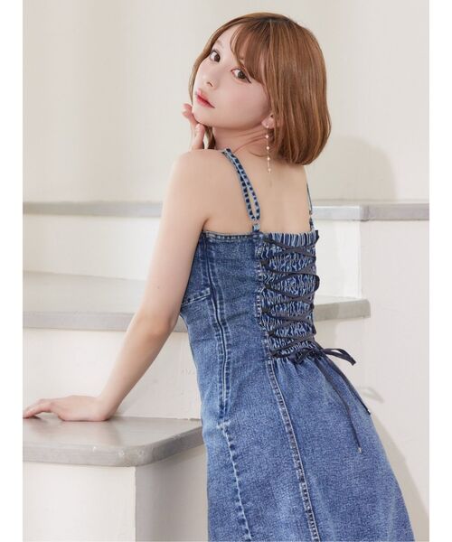 EATME(イートミー)の「BACKレースアップデニムワンピセット(ワンピース・レディース・ブルー/ブラック・SMALL/MEDIUM)」の10枚目の写真