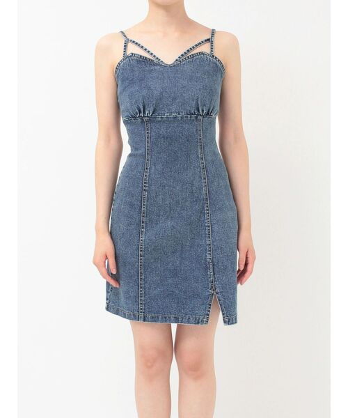 EATME（イートミー）の「BACKレースアップデニムワンピセット（ワンピース・レディース・ブルー/ブラック・SMALL/MEDIUM）」の3枚目の写真