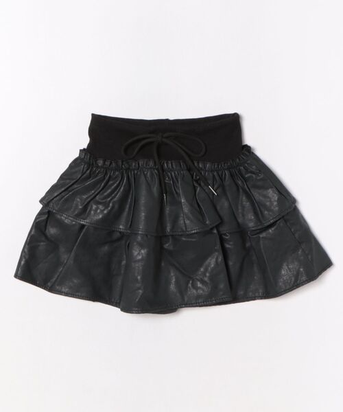 インナーパンツ付き】レザーフリルフレアミニスカート（スカート