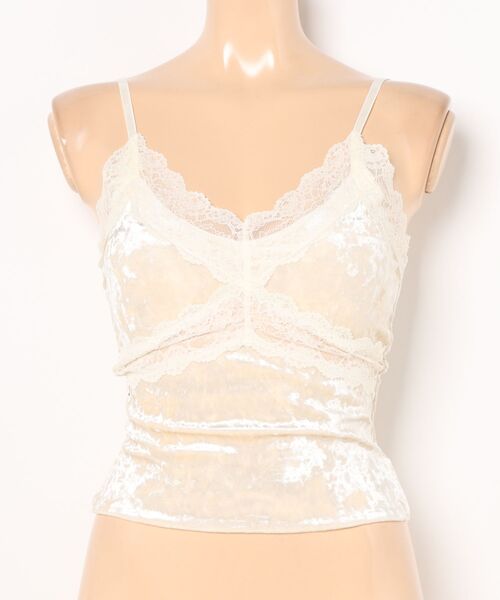 Lace Ladies(レースレディース)の「バック シャーリング カットアウト レース キャミソール(キャミソール・レディース・ホワイト/ブラック/アイボリー・FREE)」の3枚目の写真
