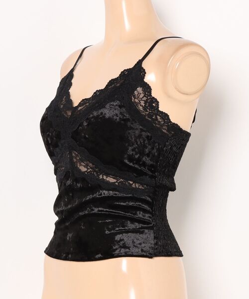 Lace Ladies(レースレディース)の「バック シャーリング カットアウト レース キャミソール(キャミソール・レディース・ホワイト/ブラック/アイボリー・FREE)」の4枚目の写真