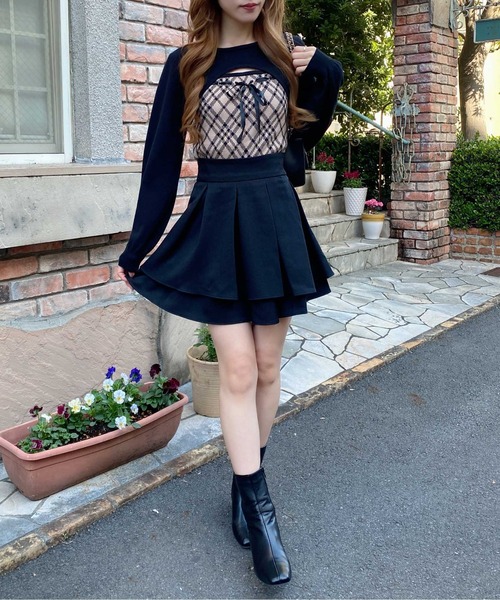 INGNI(イング)の「チェック柄デコルテオープンニット(ニット/セーター・レディース・ホワイト系その他2/ベージュ系1/ブラック系その他6・M)」の8枚目の写真