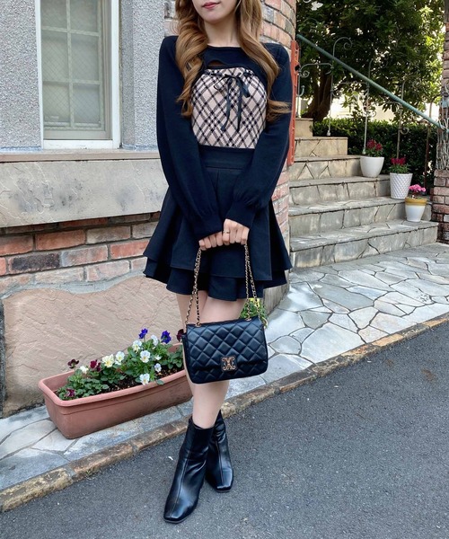 INGNI(イング)の「チェック柄デコルテオープンニット(ニット/セーター・レディース・ホワイト系その他2/ベージュ系1/ブラック系その他6・M)」の9枚目の写真