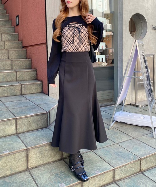 INGNI(イング)の「チェック柄デコルテオープンニット(ニット/セーター・レディース・ホワイト系その他2/ベージュ系1/ブラック系その他6・M)」の10枚目の写真