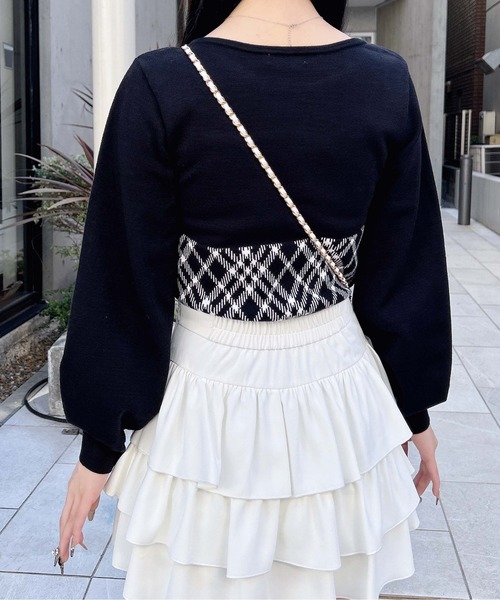 INGNI(イング)の「チェック柄デコルテオープンニット(ニット/セーター・レディース・ホワイト系その他2/ベージュ系1/ブラック系その他6・M)」の21枚目の写真