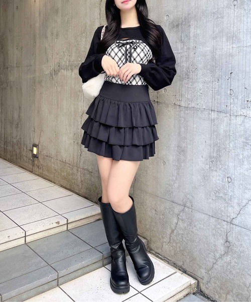 INGNI(イング)の「チェック柄デコルテオープンニット(ニット/セーター・レディース・ホワイト系その他2/ベージュ系1/ブラック系その他6・M)」の15枚目の写真