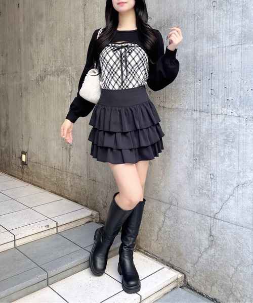 INGNI(イング)の「チェック柄デコルテオープンニット(ニット/セーター・レディース・ホワイト系その他2/ベージュ系1/ブラック系その他6・M)」の16枚目の写真