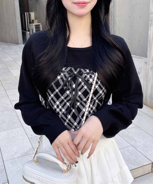 INGNI(イング)の「チェック柄デコルテオープンニット(ニット/セーター・レディース・ホワイト系その他2/ベージュ系1/ブラック系その他6・M)」の17枚目の写真