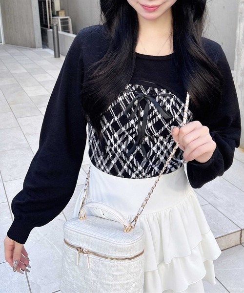 INGNI(イング)の「チェック柄デコルテオープンニット(ニット/セーター・レディース・ホワイト系その他2/ベージュ系1/ブラック系その他6・M)」の18枚目の写真