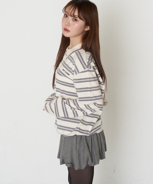 RAY CASSIN(レイカズン)の「【WEB限定価格!】ドロストジャージニットポロシャツ(ニット/セーター・レディース・チャコールグレー/アイボリー/レッド/ネイビー・FREE)」の22枚目の写真