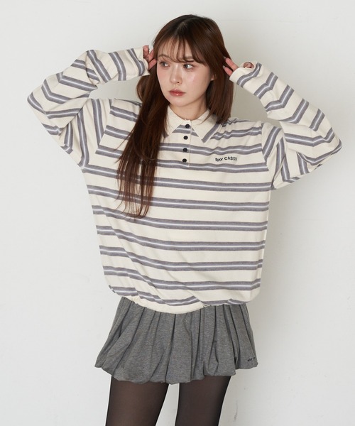 RAY CASSIN(レイカズン)の「【WEB限定価格!】ドロストジャージニットポロシャツ(ニット/セーター・レディース・チャコールグレー/アイボリー/レッド/ネイビー・FREE)」の21枚目の写真