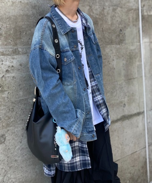 セール】【26年春夏新作】チェックシャツフェイクレイヤードデニム
