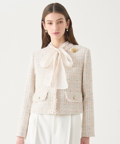 ANAYI(アナイ)の「【Eternal Line 2026】ミックスツイードノーカラー ジャケット(ノーカラージャケット・レディース・ブルー系その他/ネイビー/ピンク・34/36/38)」の3枚目の写真