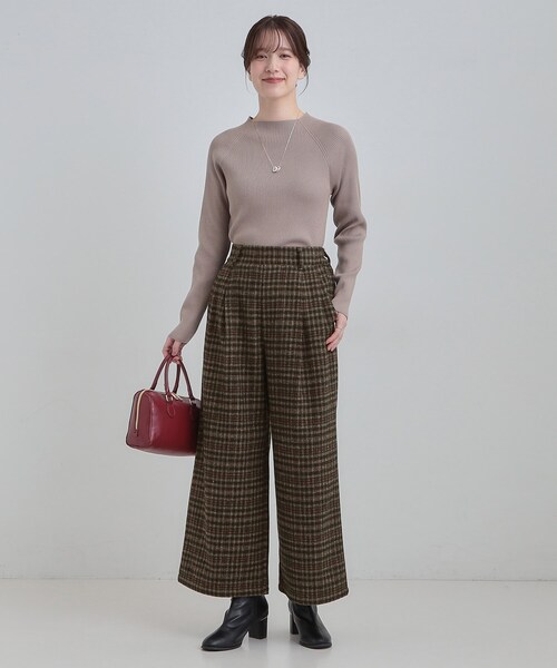 DRESKIP（ドレスキップ）の「【あったか】脚のラインをきれいに魅せる チェック柄ワイドパンツ（その他パンツ・レディース・ダークブラウン系1/ブラック系1/ネイビー系1・01/02/03/04）」の6枚目の写真