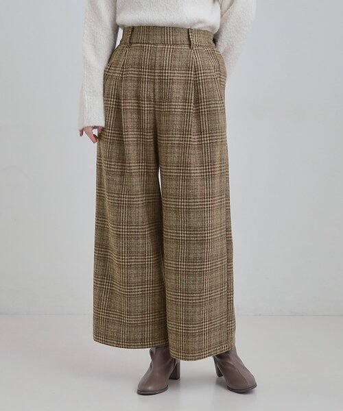 DRESKIP（ドレスキップ）の「【あったか】脚のラインをきれいに魅せる チェック柄ワイドパンツ（その他パンツ・レディース・ダークブラウン系1/ブラック系1/ネイビー系1・01/02/03/04）」の8枚目の写真