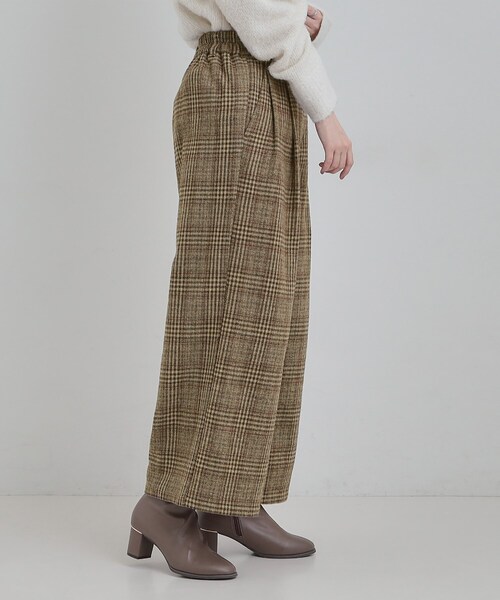 DRESKIP（ドレスキップ）の「【あったか】脚のラインをきれいに魅せる チェック柄ワイドパンツ（その他パンツ・レディース・ダークブラウン系1/ブラック系1/ネイビー系1・01/02/03/04）」の19枚目の写真