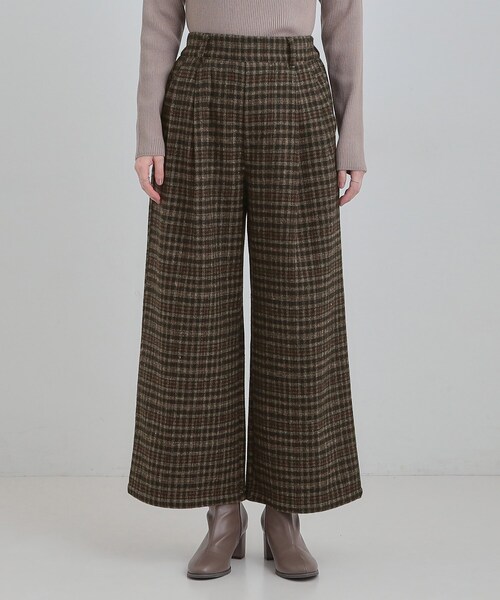 DRESKIP（ドレスキップ）の「【あったか】脚のラインをきれいに魅せる チェック柄ワイドパンツ（その他パンツ・レディース・ダークブラウン系1/ブラック系1/ネイビー系1・01/02/03/04）」の14枚目の写真