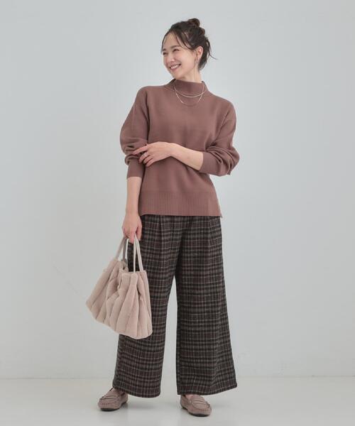 DRESKIP（ドレスキップ）の「【あったか】脚のラインをきれいに魅せる チェック柄ワイドパンツ（その他パンツ・レディース・ダークブラウン系1/ブラック系1/ネイビー系1・01/02/03/04）」の11枚目の写真