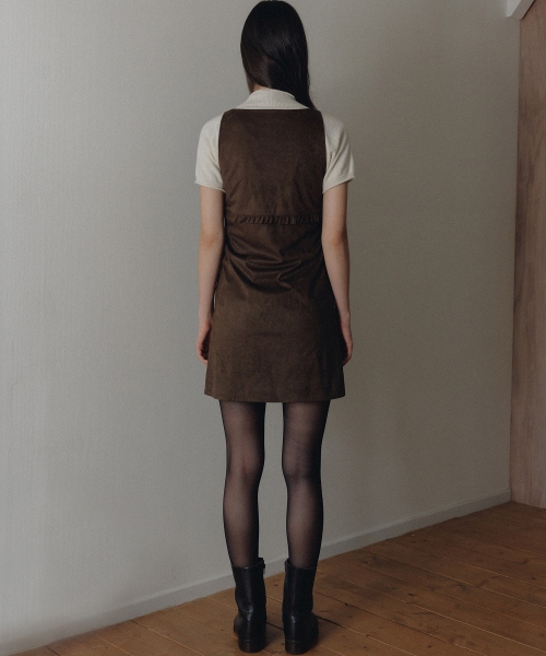 ANDNEEDS(アンドニーズ)の「Veta suede frill dress (brown)(ワンピース・レディース・その他・SMALL/MEDIUM)」の3枚目の写真