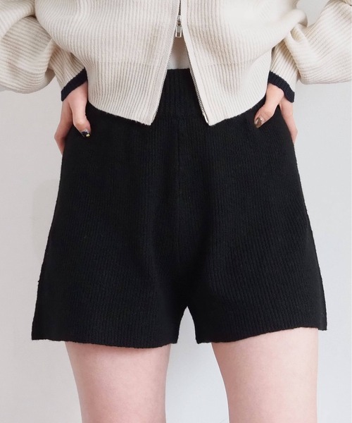 tiptop(ティップトップ)の「ニットショートパンツ(その他パンツ・レディース・ブラック/チャコールグレー・FREE)」の1枚目の写真