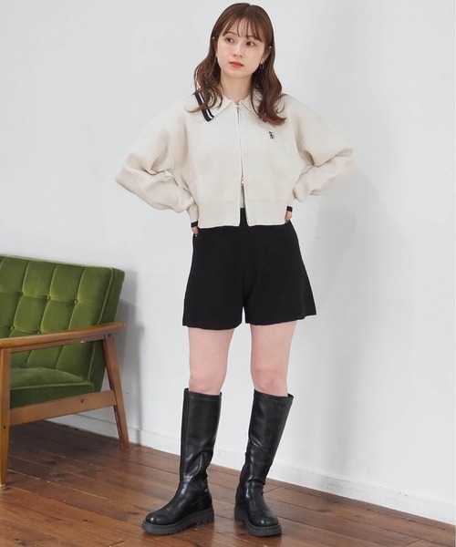 tiptop(ティップトップ)の「ニットショートパンツ(その他パンツ・レディース・ブラック/チャコールグレー・FREE)」の8枚目の写真