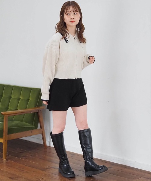 tiptop(ティップトップ)の「ニットショートパンツ(その他パンツ・レディース・ブラック/チャコールグレー・FREE)」の9枚目の写真