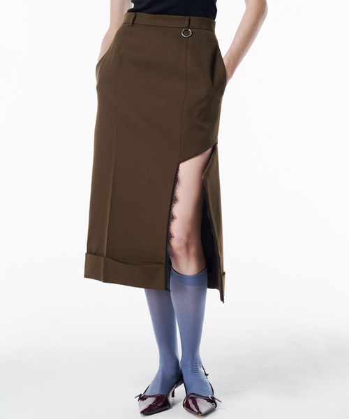 JOSE MOON（ジョゼムーン）の「ASYMMETRY LINER SKIRT/アシンメトリーライナースカート（スカート・レディース・ブラック/カーキ・36/38）」の2枚目の写真