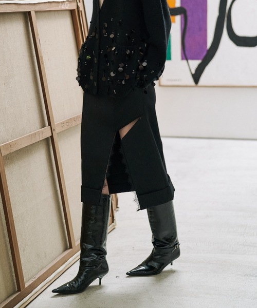 JOSE MOON（ジョゼムーン）の「ASYMMETRY LINER SKIRT/アシンメトリーライナースカート（スカート・レディース・ブラック/カーキ・36/38）」の16枚目の写真